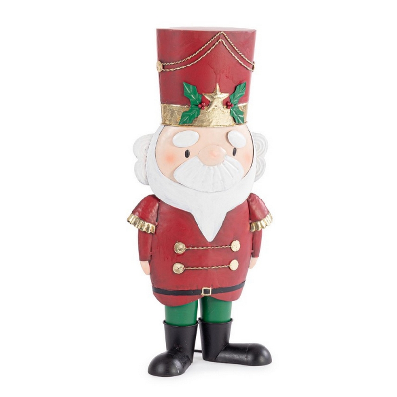 Babbo Natale soldatino decorativo da appoggio realizzato in metallo e alto 65 cm